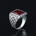 925 Sterling Silver Square Natural Ruby Gemstone Turkish Handmade Ring