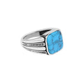 Men Silver Square Turquoise Gemstone Handmade Ring