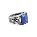 Men Handmade Blue Zircon Sapphire Gemstone Ring