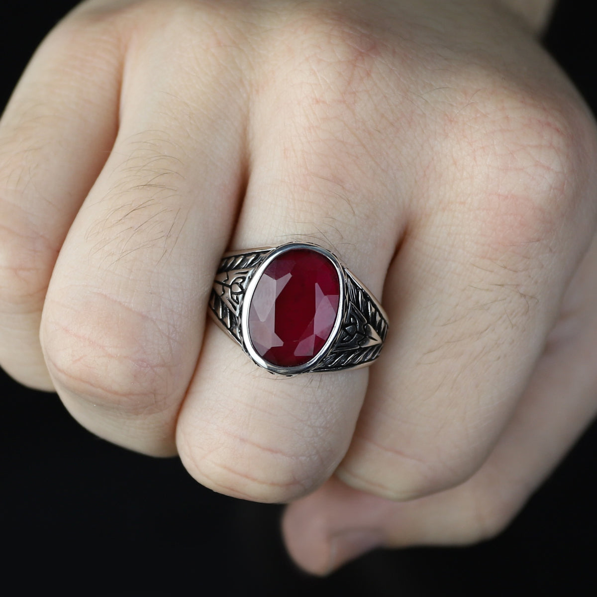 925 Men Handmade Natural Ruby Gemstone Handmade Ring
