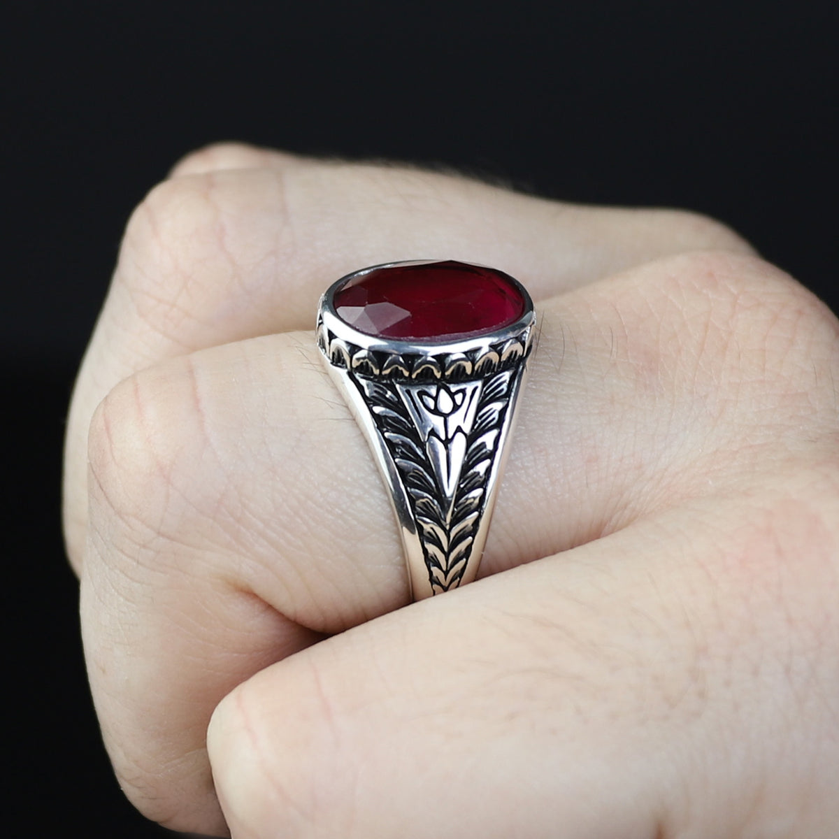925 Men Handmade Natural Ruby Gemstone Handmade Ring