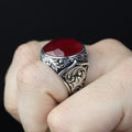 Silver Round Cut Natural Ruby Gemstone Handmade Ring