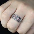 Men Handmade Minimal Red Garnet Gemstone Ring