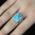 925 Men Handmade Natural Turquoise Gemstone Ring