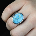 Men Handmade Knitted Natural Turquoise Gemstone Ring