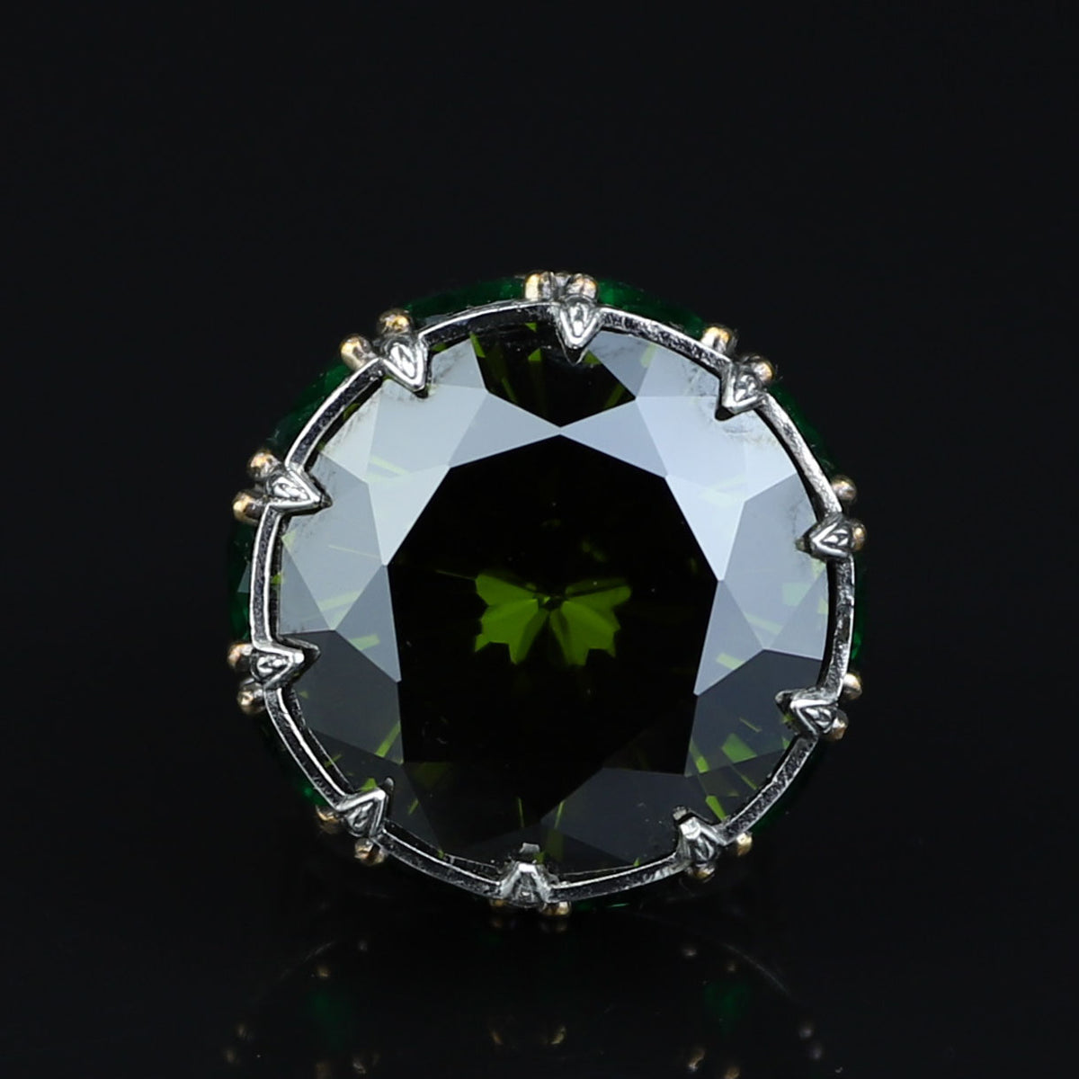 Men Handmade Emerald Solomon Signet Ring, King Solomon Signet Ring, 925 Sterling Silver