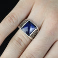 Men Handmade Blue Zircon Sapphire Gemstone Ring