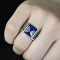 Men Handmade Blue Zircon Sapphire Gemstone Ring