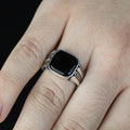 Men Handmade Minimal Square Onyx Signet Ring
