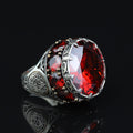 Men Silver Ruby Stone Solomon Signet Ring, King Solomon Signet Ring, 925 Sterling Silver