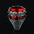 Men Silver Ruby Stone Solomon Signet Ring, King Solomon Signet Ring, 925 Sterling Silver