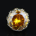 925 Sterling Silver Round Citrine Yellow Gemstone Solomon Signet Ring, King Solomon Signet Ring
