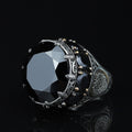Black Onyx Stone King Solomon Signet Ring, Large Onyx Men Ring, Large Signet Ring, 925 Sterling Silver Ring