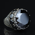 Black Onyx Stone King Solomon Signet Ring, Large Onyx Men Ring, Large Signet Ring, 925 Sterling Silver Ring