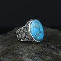 Men Handmade Knitted Natural Turquoise Gemstone Ring