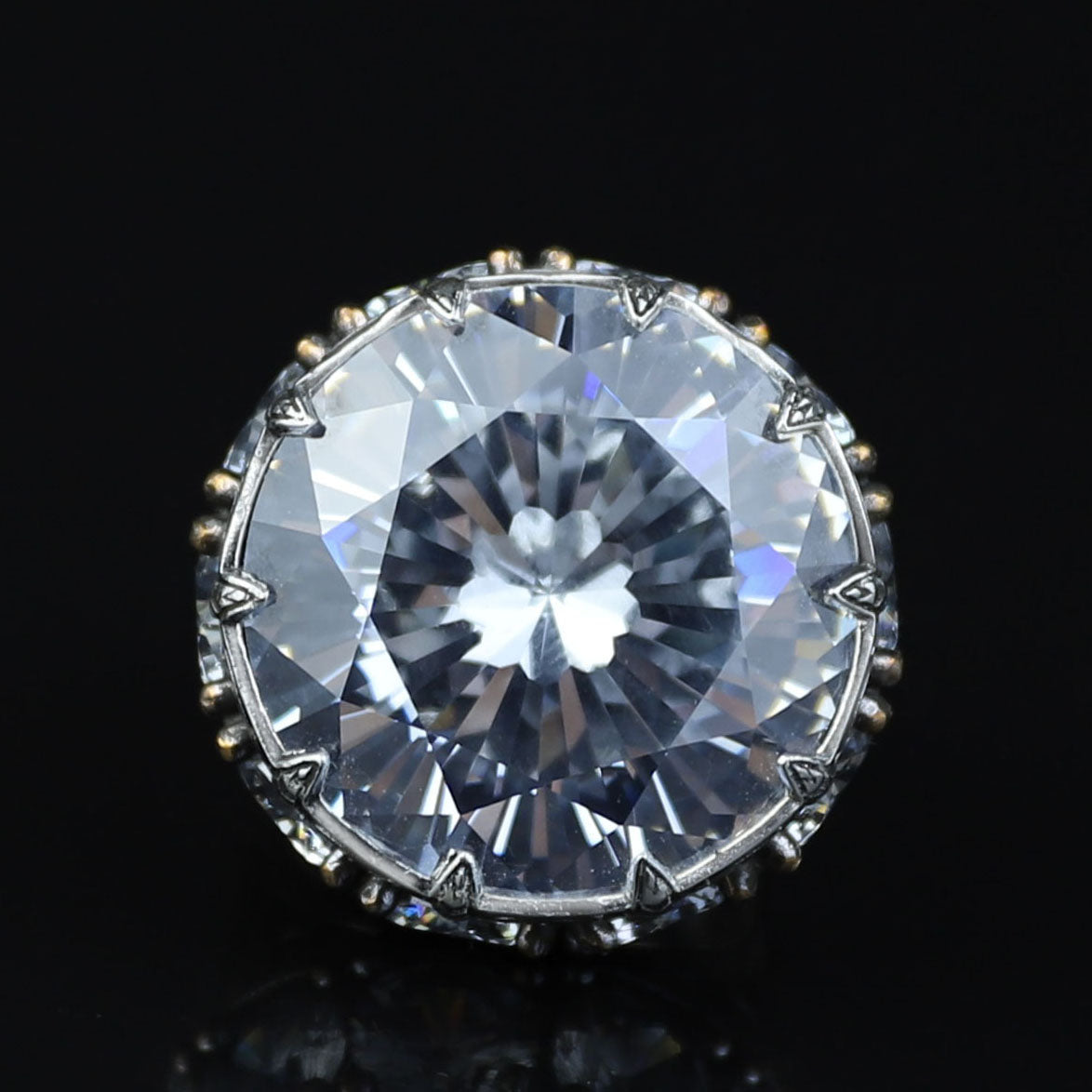 925 Sterling Silver White Diamond Gemstone Solomon Signet Ring, King Solomon Signet Large Ring, 925 Sterling Silver