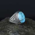 Men Handmade Oval Natural Turquoise Gemstone Signet Ring
