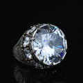 925 Sterling Silver White Diamond Gemstone Solomon Signet Ring, King Solomon Signet Large Ring, 925 Sterling Silver