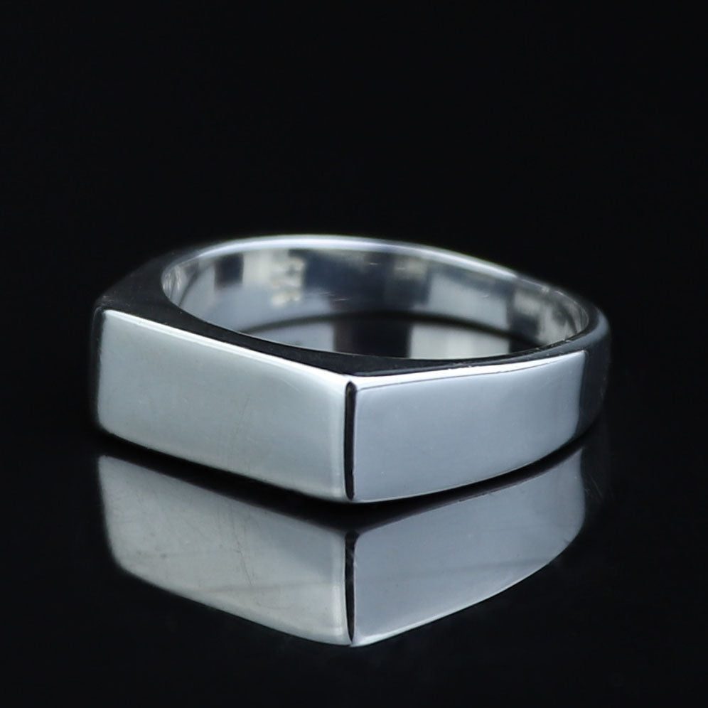 Solid Silver Rectangular Signet Ring, Elegant Men Signet Ring, Classic Rectangular Ring, Pinky Rings, Custom Signet Ring, 925 Silver