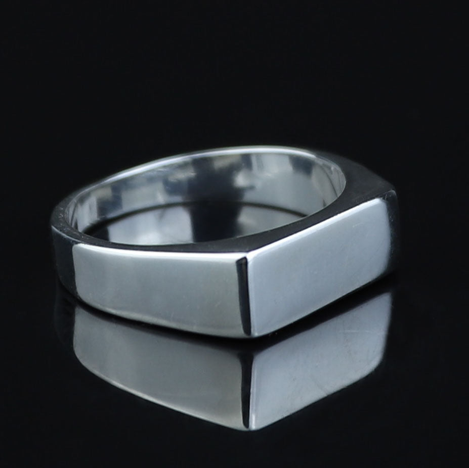 Solid Silver Rectangular Signet Ring, Elegant Men Signet Ring, Classic Rectangular Ring, Pinky Rings, Custom Signet Ring, 925 Silver