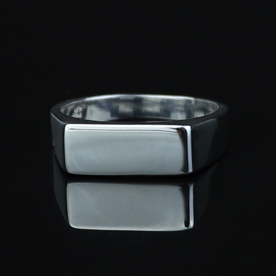 Solid Silver Rectangular Signet Ring, Elegant Men Signet Ring, Classic Rectangular Ring, Pinky Rings, Custom Signet Ring, 925 Silver