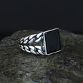 Men Solid Silver Square Black Onyx Gemstone Handmade Ring