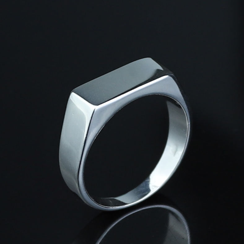 Solid Silver Rectangular Signet Ring, Elegant Men Signet Ring, Classic Rectangular Ring, Pinky Rings, Custom Signet Ring, 925 Silver