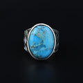 Men Handmade Knitted Natural Turquoise Gemstone Ring