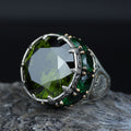 Men Handmade Emerald Solomon Signet Ring, King Solomon Signet Ring, 925 Sterling Silver