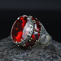 Men Silver Ruby Stone Solomon Signet Ring, King Solomon Signet Ring, 925 Sterling Silver