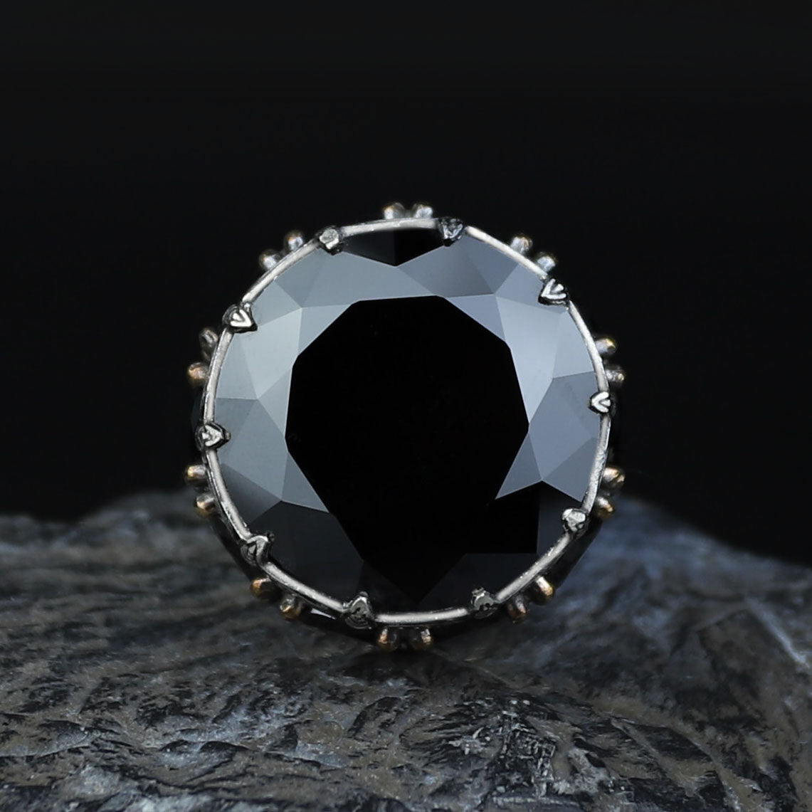 Black Onyx Stone King Solomon Signet Ring, Large Onyx Men Ring, Large Signet Ring, 925 Sterling Silver Ring