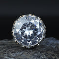 925 Sterling Silver White Diamond Gemstone Solomon Signet Ring, King Solomon Signet Large Ring, 925 Sterling Silver