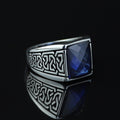 Men Handmade Blue Zircon Sapphire Gemstone Ring