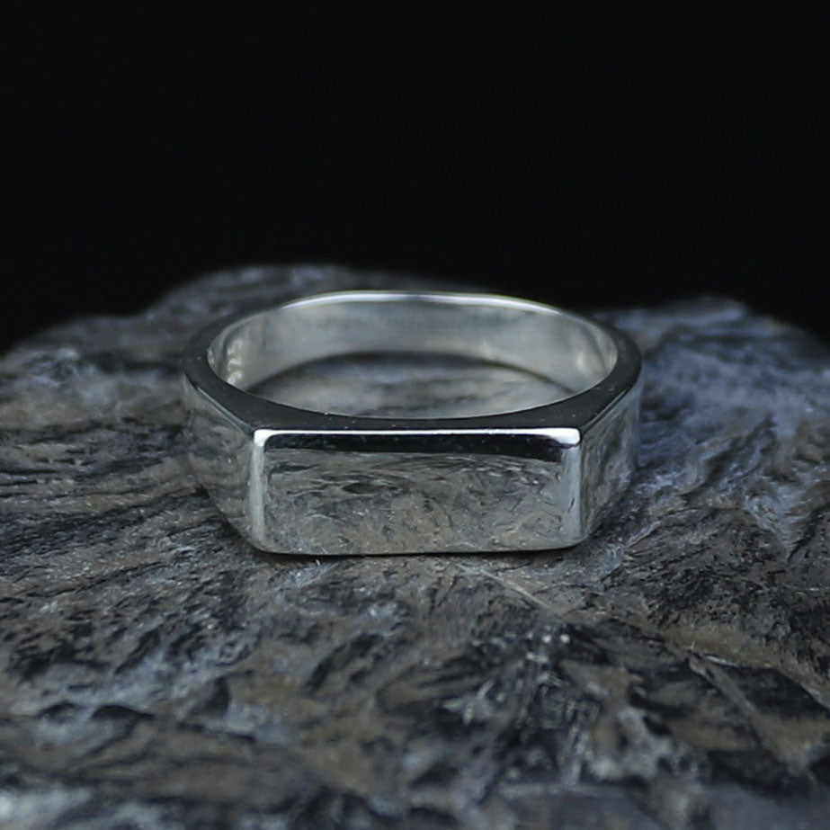Solid Silver Rectangular Signet Ring, Elegant Men Signet Ring, Classic Rectangular Ring, Pinky Rings, Custom Signet Ring, 925 Silver