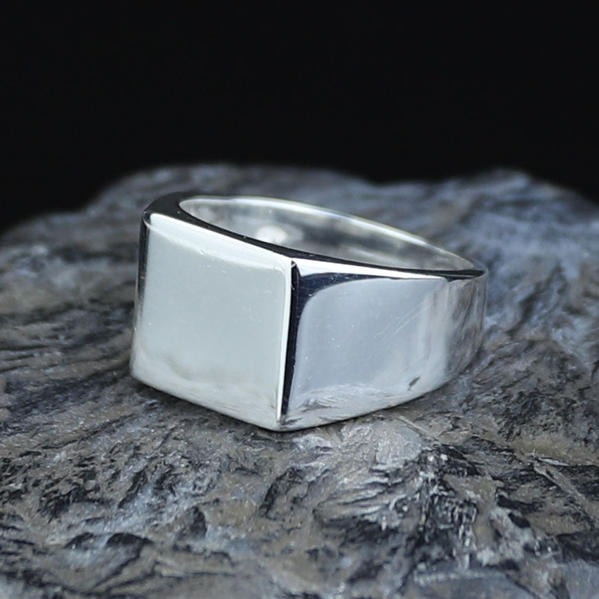 Solid Silver Square Signet Ring, Minimalist Square Signet Ring, Pinky Square Signet Ring, Classic Square Ring, 925k Sterling Silver