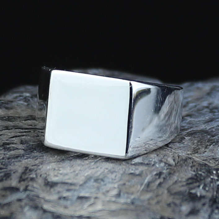 Solid Silver Square Signet Ring, Minimalist Square Signet Ring, Pinky Square Signet Ring, Classic Square Ring, 925k Sterling Silver