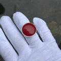 Silberner runder Ring aus rotem Jadestein für Damen
