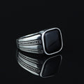 Men Handmade Minimal Square Onyx Signet Ring
