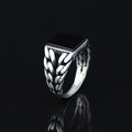 Men Solid Silver Square Black Onyx Gemstone Handmade Ring