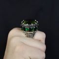 Men Handmade Emerald Solomon Signet Ring, King Solomon Signet Ring, 925 Sterling Silver