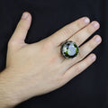 Men Handmade Emerald Solomon Signet Ring, King Solomon Signet Ring, 925 Sterling Silver