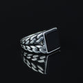 Men Solid Silver Square Black Onyx Gemstone Handmade Ring