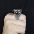 Men Silver Ruby Stone Solomon Signet Ring, King Solomon Signet Ring, 925 Sterling Silver