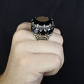 Black Onyx Stone King Solomon Signet Ring, Large Onyx Men Ring, Large Signet Ring, 925 Sterling Silver Ring