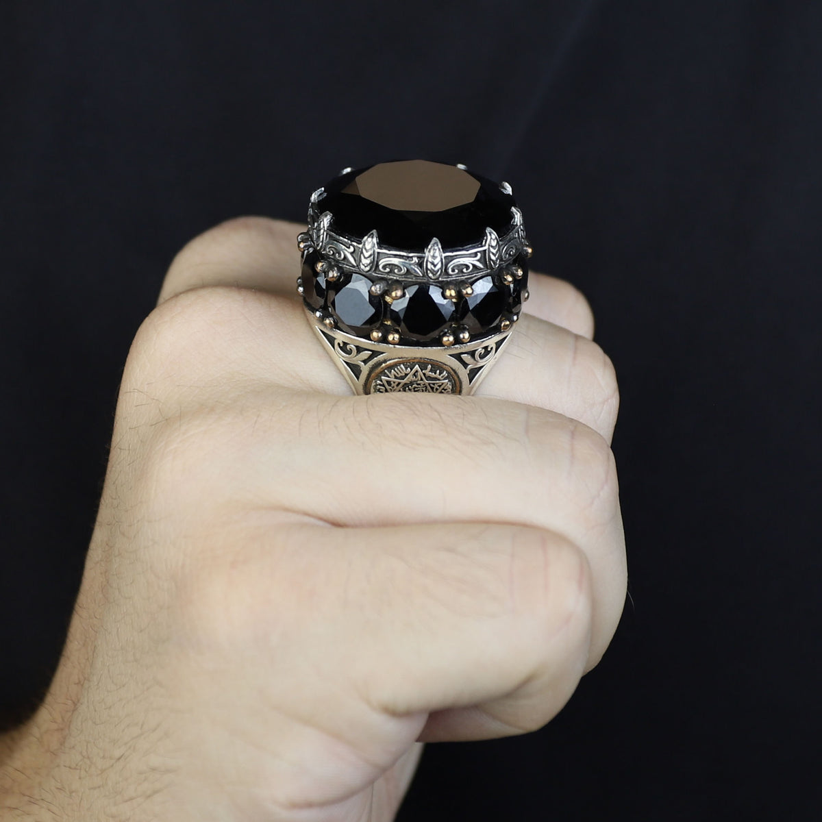 Black Onyx Stone King Solomon Signet Ring, Large Onyx Men Ring, Large Signet Ring, 925 Sterling Silver Ring