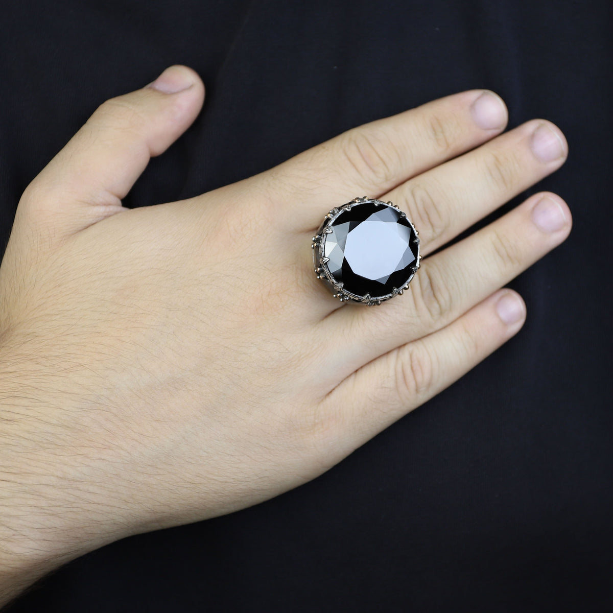 Black Onyx Stone King Solomon Signet Ring, Large Onyx Men Ring, Large Signet Ring, 925 Sterling Silver Ring