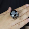 Black Onyx Stone King Solomon Signet Ring, Large Onyx Men Ring, Large Signet Ring, 925 Sterling Silver Ring
