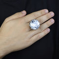 925 Sterling Silver White Diamond Gemstone Solomon Signet Ring, King Solomon Signet Large Ring, 925 Sterling Silver
