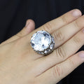 925 Sterling Silver White Diamond Gemstone Solomon Signet Ring, King Solomon Signet Large Ring, 925 Sterling Silver