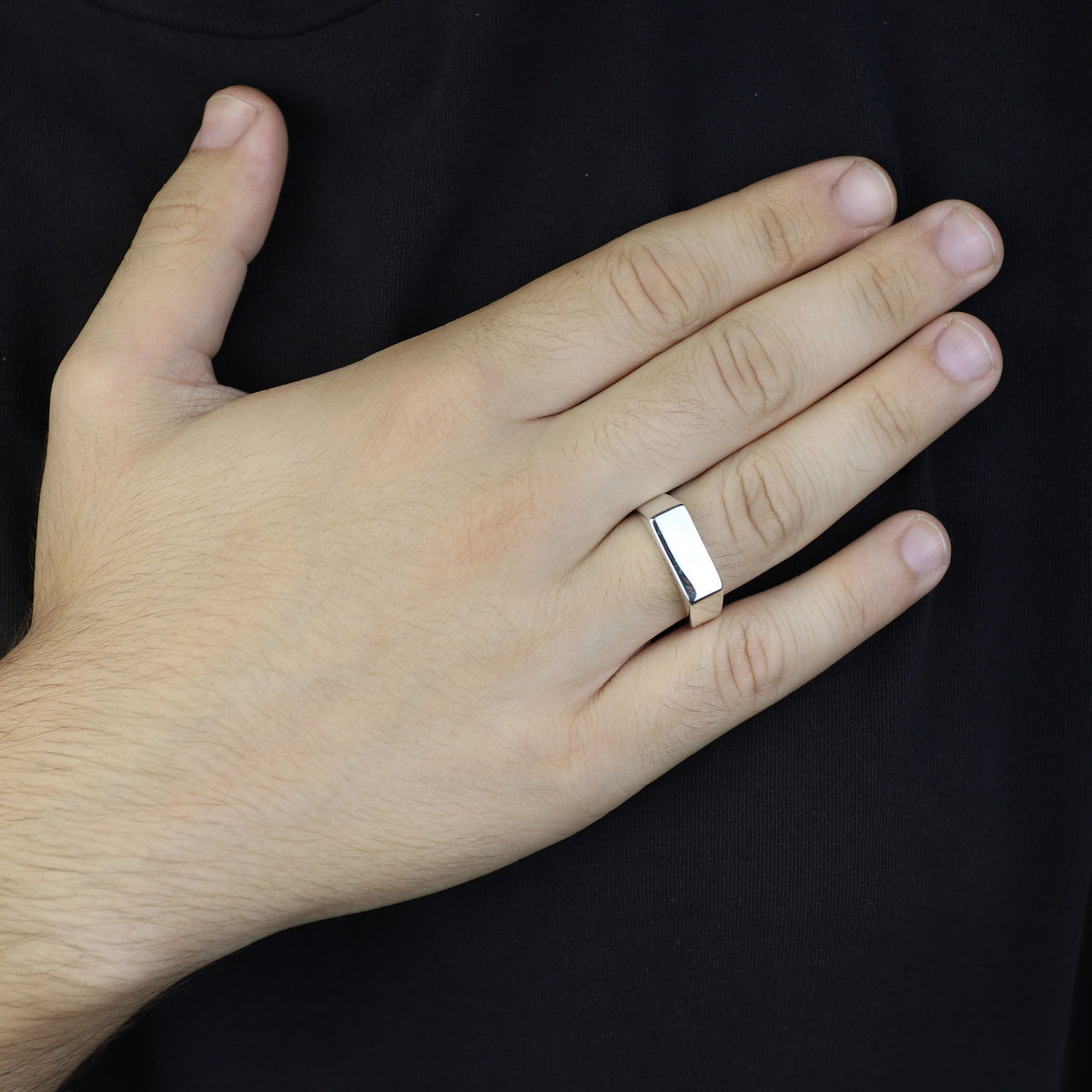 Solid Silver Rectangular Signet Ring, Elegant Men Signet Ring, Classic Rectangular Ring, Pinky Rings, Custom Signet Ring, 925 Silver